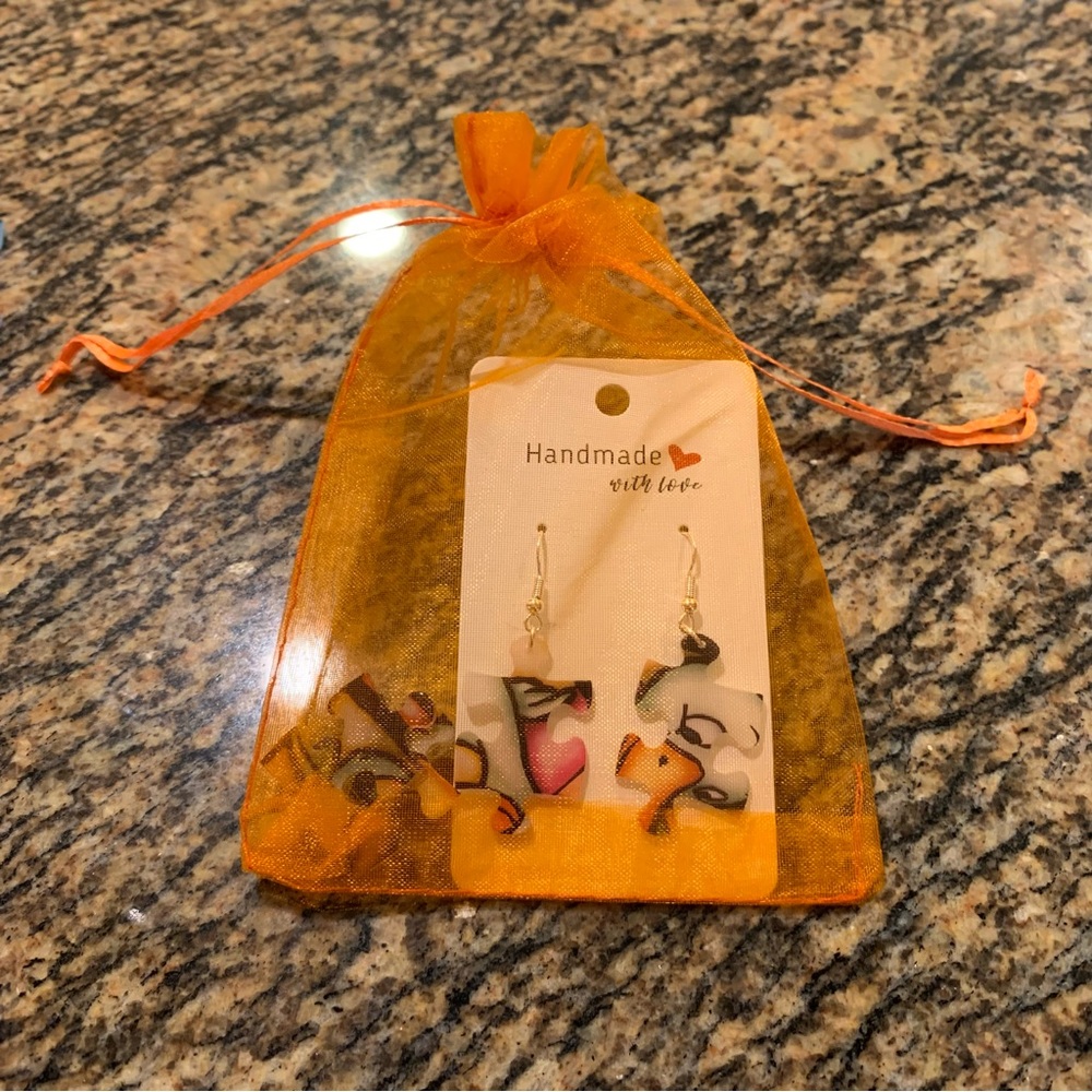 Handmade puzzle earrings - Picture 10 of 10